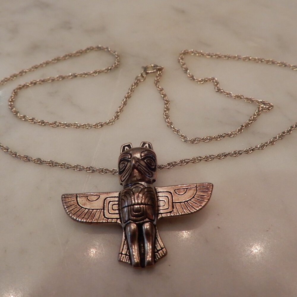 Kabana 925 Silver Vintage Totem Pole Necklace